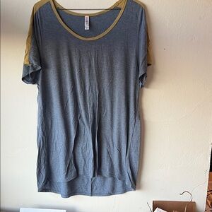 LuLaRoe Gray and Gold Short Sleeve Tee